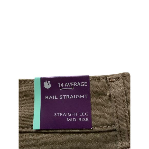 Gloria Vanderbilt Khaki Pants Women 14 Mid Rise Rail Straight Leg Stretch Casual - Picture 9 of 14